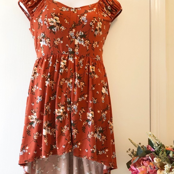 Fall Floral High Low Dress Size Large - Picture 3 of 13